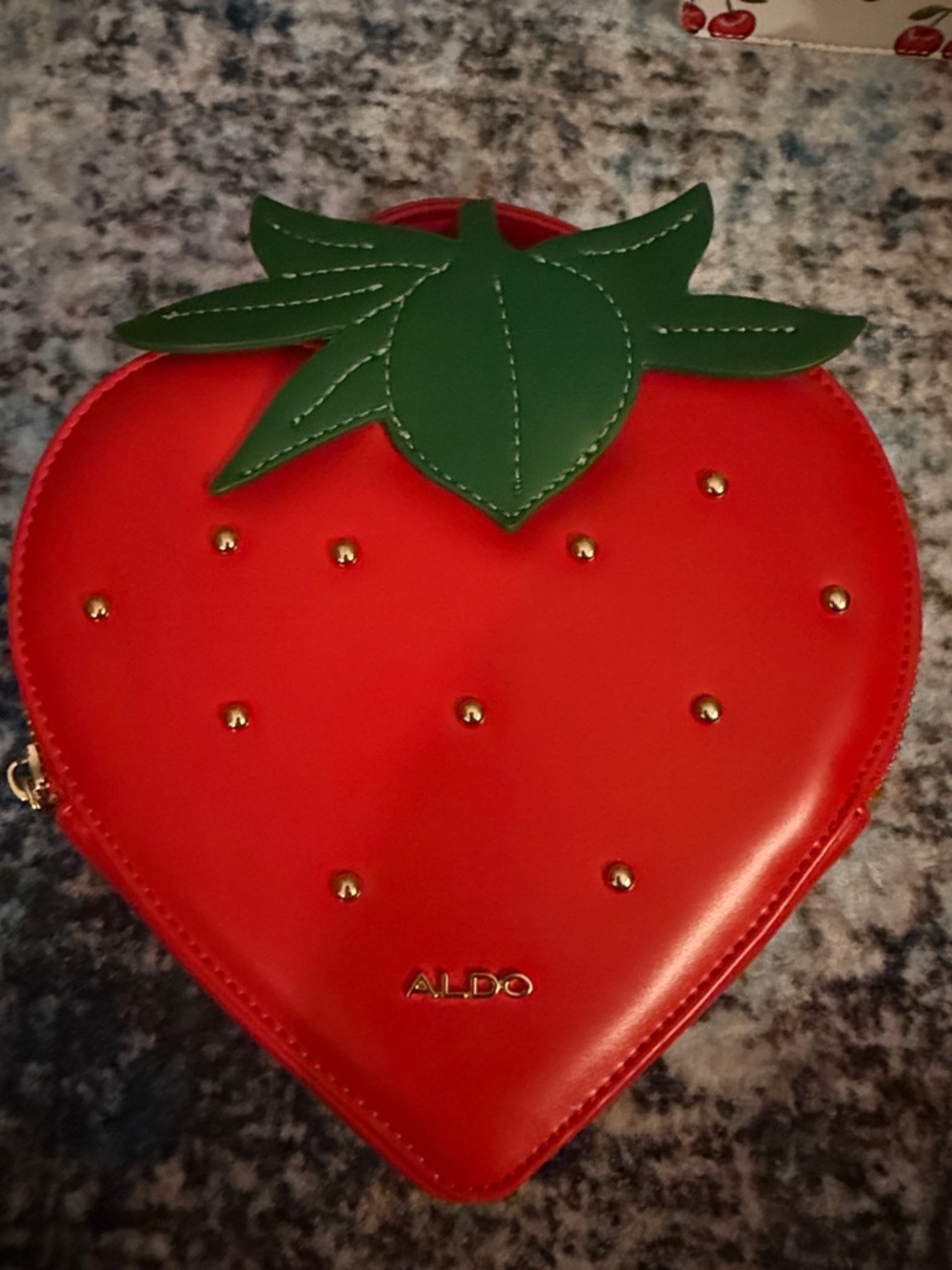 Aldo Red Strawberry-Shaped Crossbody with Green Leaf Accent